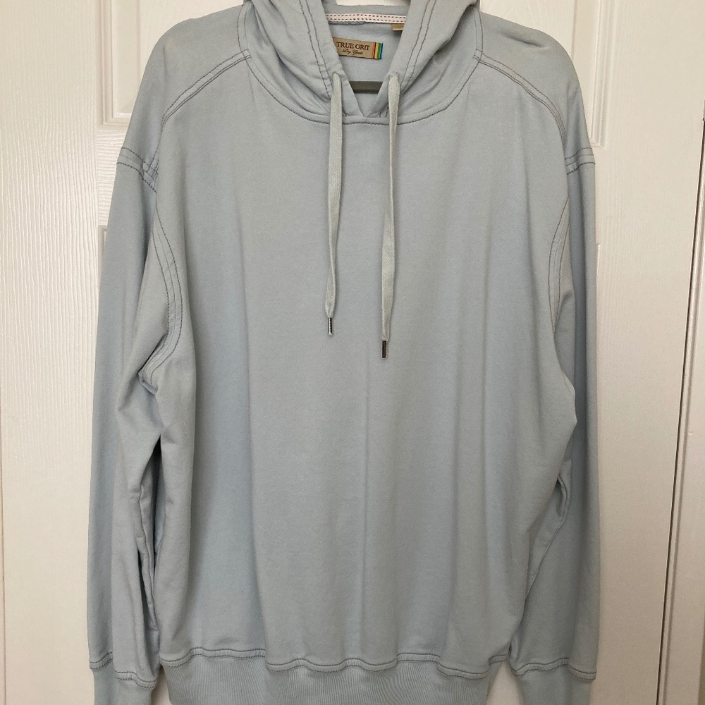 True Grit men’s long sleeve lightweight hoodie size XL light blue - Picture 1 of 6